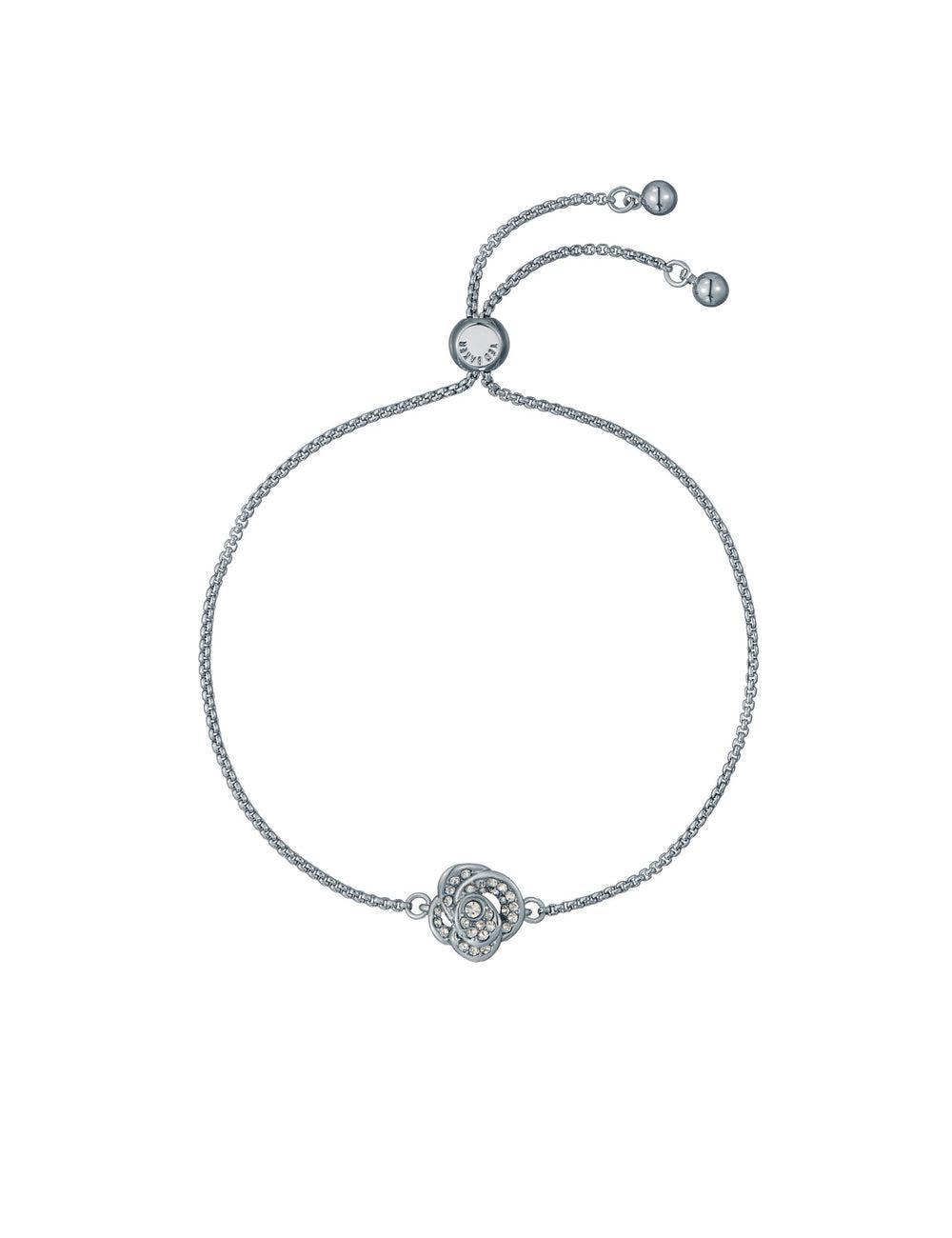 Ted Baker FLORINA - Crystal Flower Adjustable Slider ブレスレット レディース シルバー | Japan  JEGP-59712