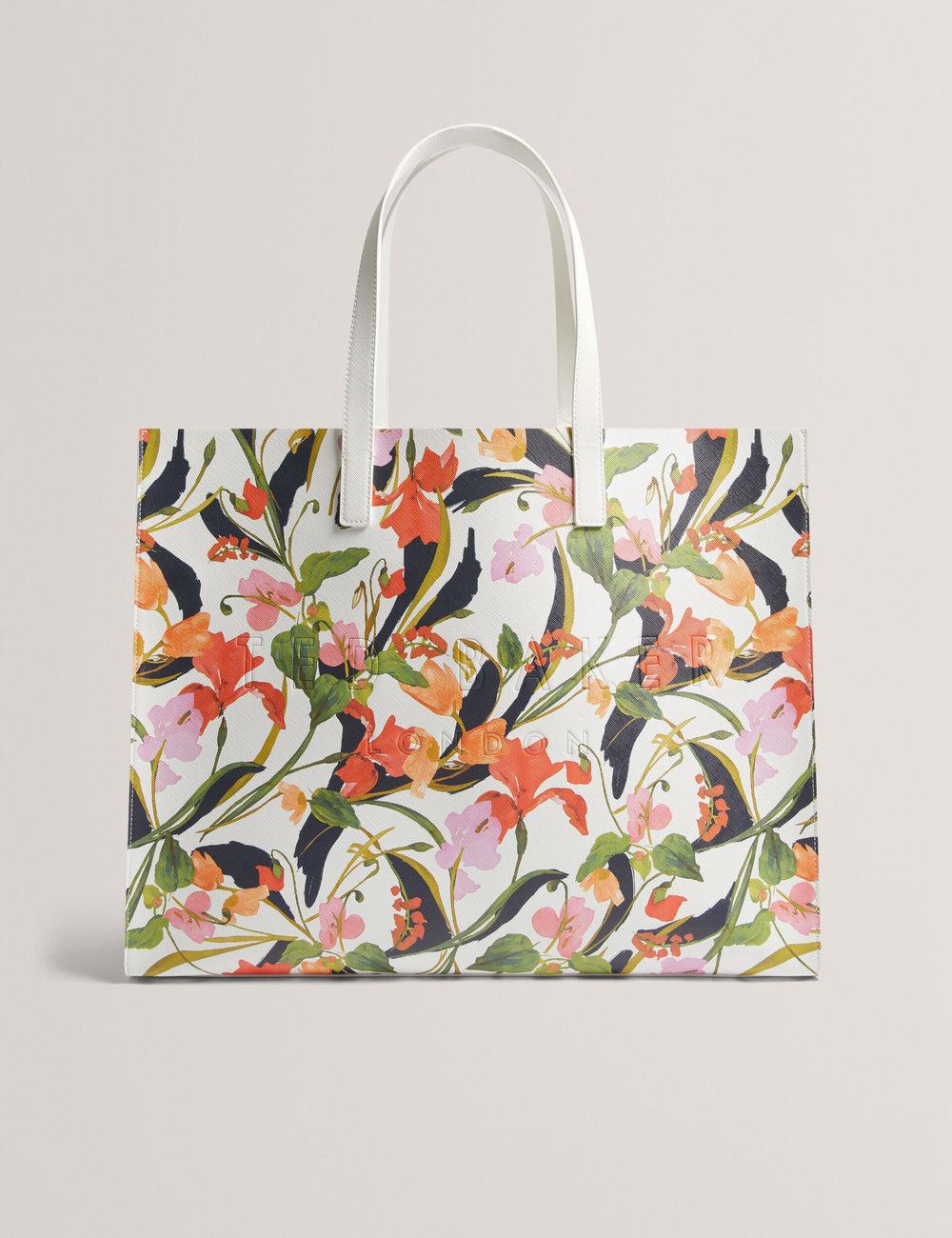 Ted Baker FLORISH - Floral Print PU Leather Wide トートバッグ レディース Weiß | Japan  WOQG-09548