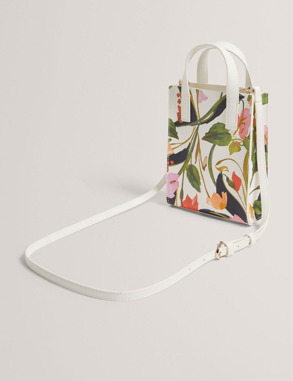 Ted Baker FLOWEIA - Floral Faux Leather Mini トートバッグ レディース Weiß | Japan  OXRB-47836
