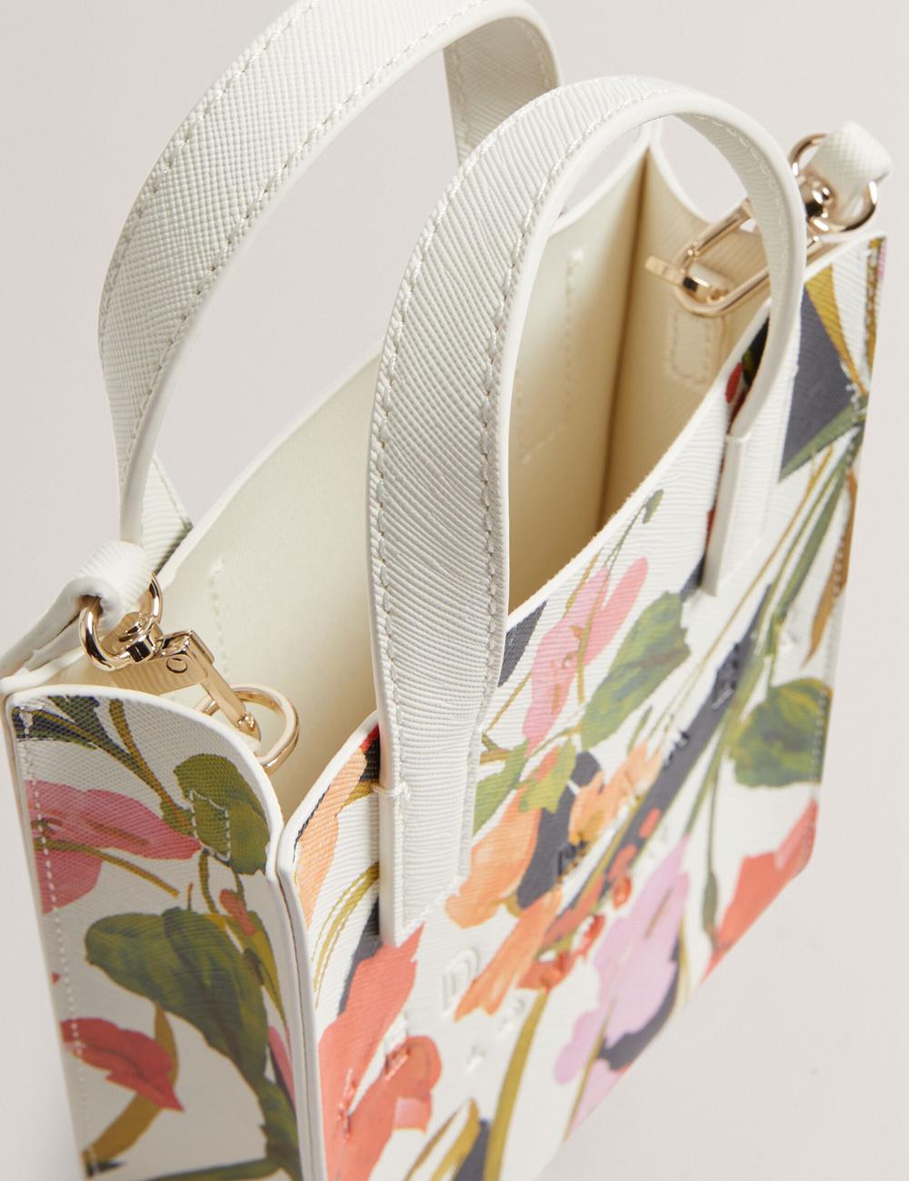 Ted Baker FLOWEIA - Floral Faux Leather Mini トートバッグ レディース Weiß | Japan  OXRB-47836