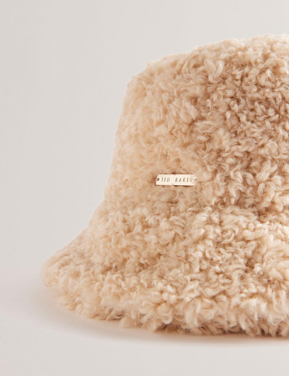 Ted Baker FLUFFYI - Faux Shearling Wide Brim ハット レディース Natural | Japan  JXDT-56308