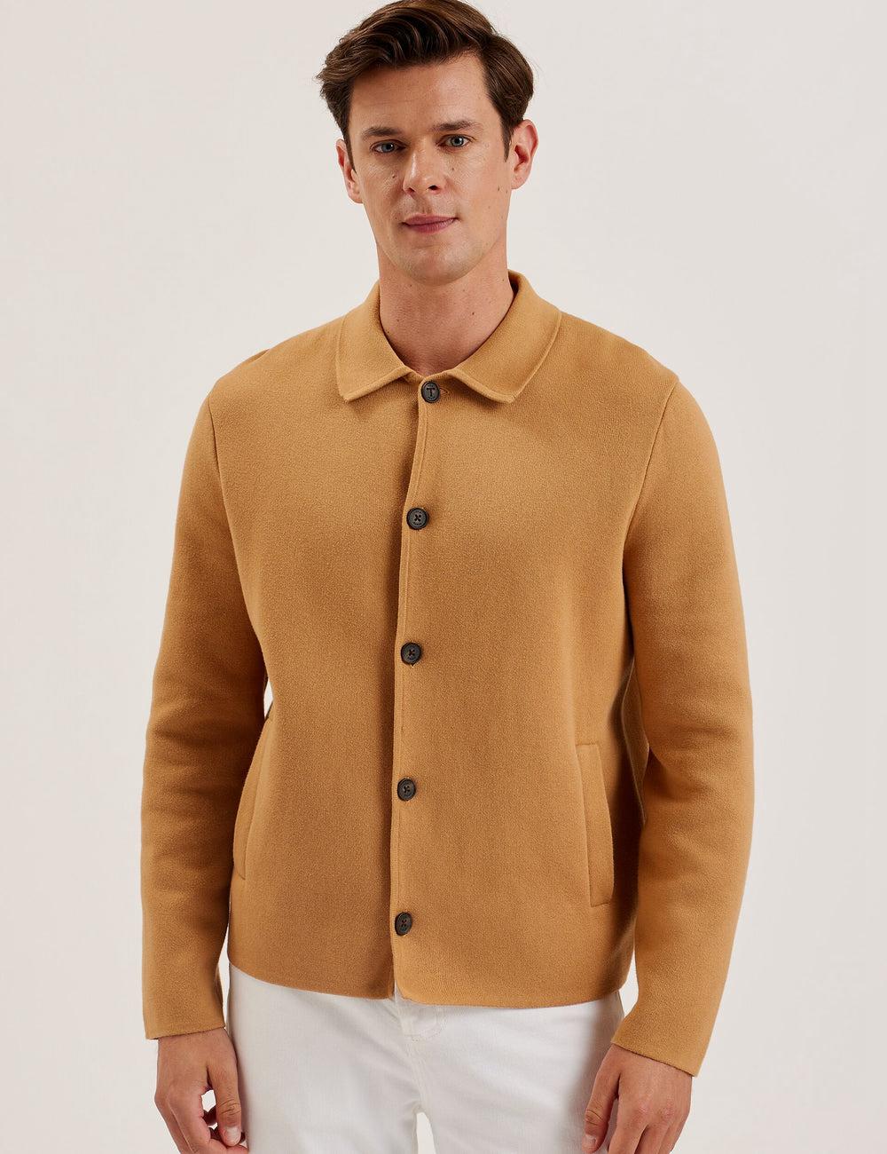 Ted Baker FREDER - Knitted Cotton Blend オーバーシャツ メンズ ブラウン | Japan  LREC-81937