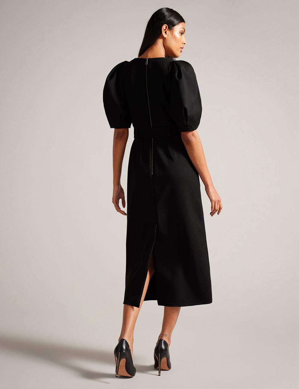 Ted Baker GABYELA - Structured Puff Sleeve With Belt ミディドレス レディース 黒 | Japan  TAUR-98213