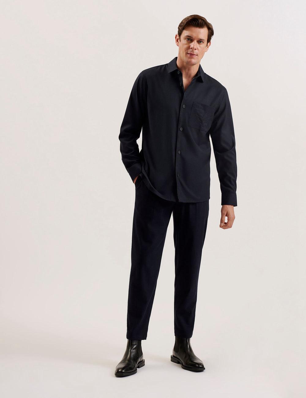Ted Baker GAIUS - Wool Blend With Pocket Detail シャツ メンズ ネイビー | Japan  YLNK-45019