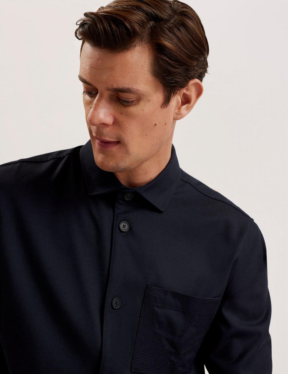 Ted Baker GAIUS - Wool Blend With Pocket Detail シャツ メンズ ネイビー | Japan  YLNK-45019