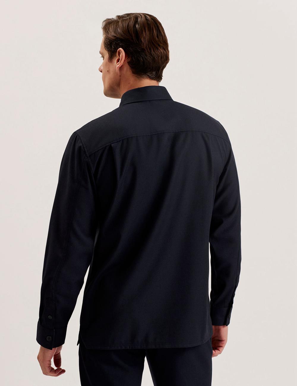 Ted Baker GAIUS - Wool Blend With Pocket Detail シャツ メンズ ネイビー | Japan  YLNK-45019