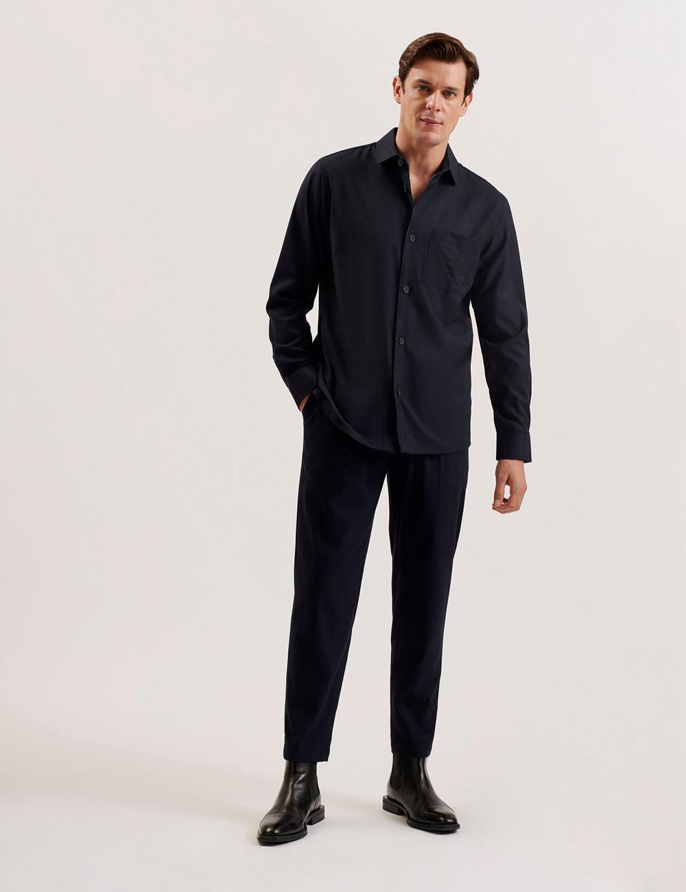 Ted Baker GAIUS - Wool Blend With Pocket Detail シャツ メンズ ネイビー | Japan  YLNK-45019