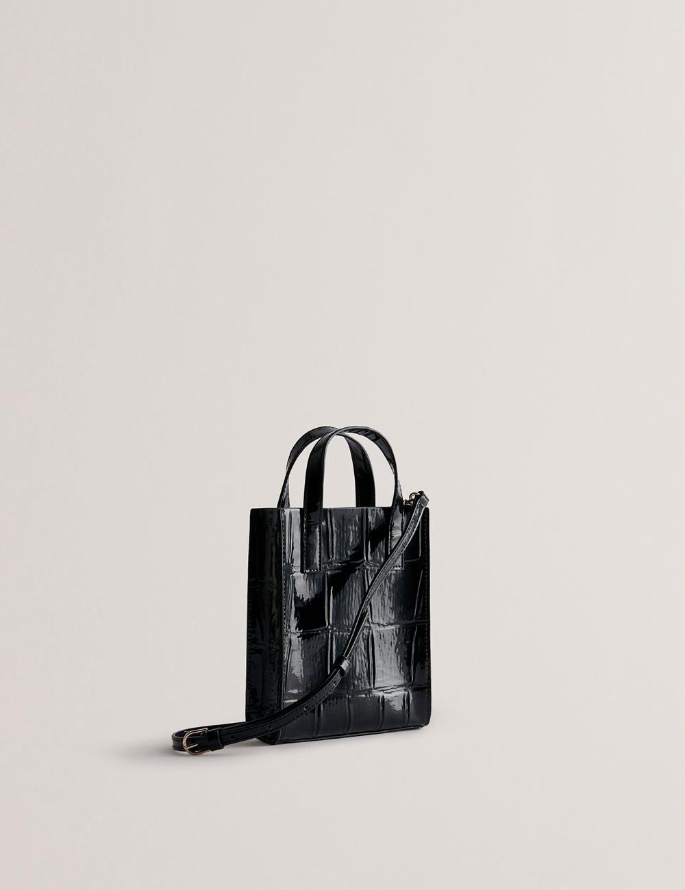 Ted Baker GATOCON - Mini Croc Effect Patent トートバッグ レディース 黒 | Japan  XVRA-65329