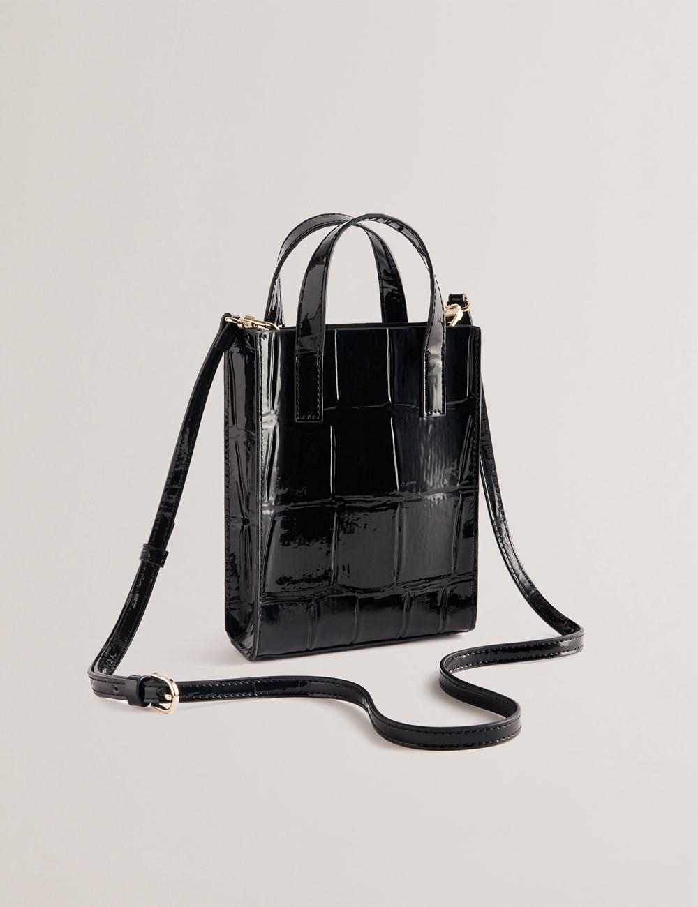 Ted Baker GATOCON - Mini Croc Effect Patent トートバッグ レディース 黒 | Japan  XVRA-65329