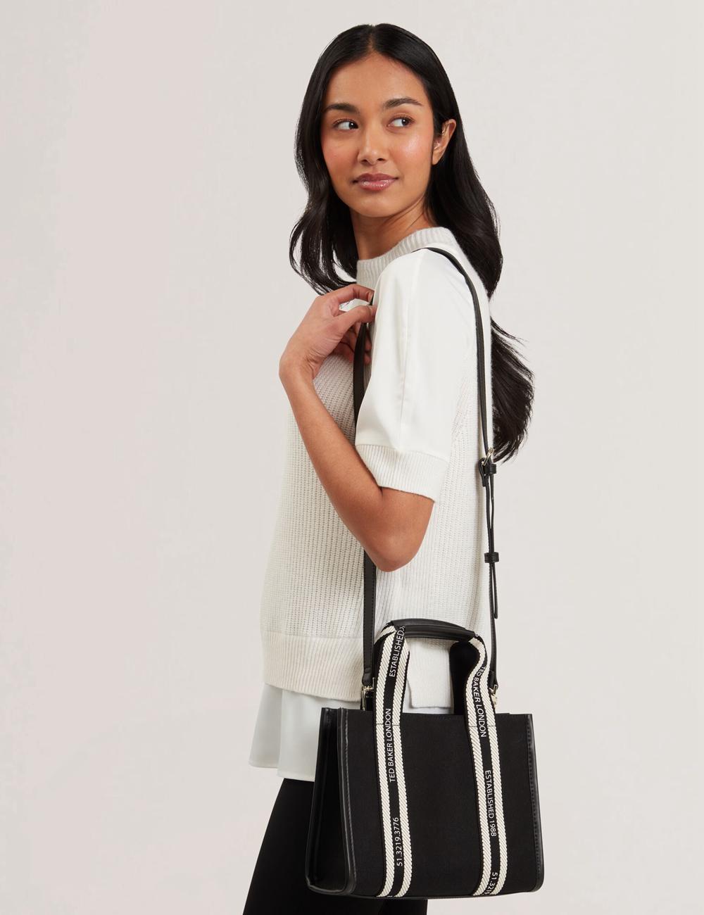 Ted Baker GEORJEA - Branded Webbing Canvas Small トートバッグ レディース 黒 | Japan  NEBZ-29043