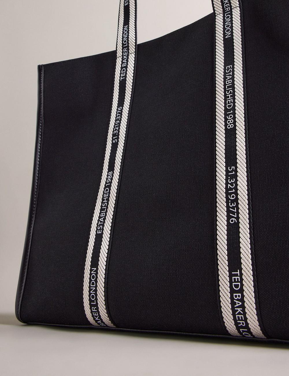 Ted Baker GEORJEY - Branded Webbing Canvas Large トートバッグ レディース 黒 | Japan  RHAO-32658