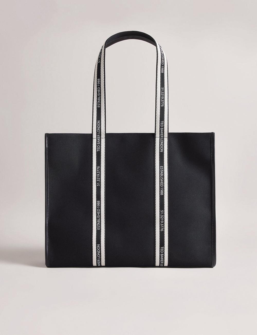 Ted Baker GEORJEY - Branded Webbing Canvas Large トートバッグ レディース 黒 | Japan  RHAO-32658