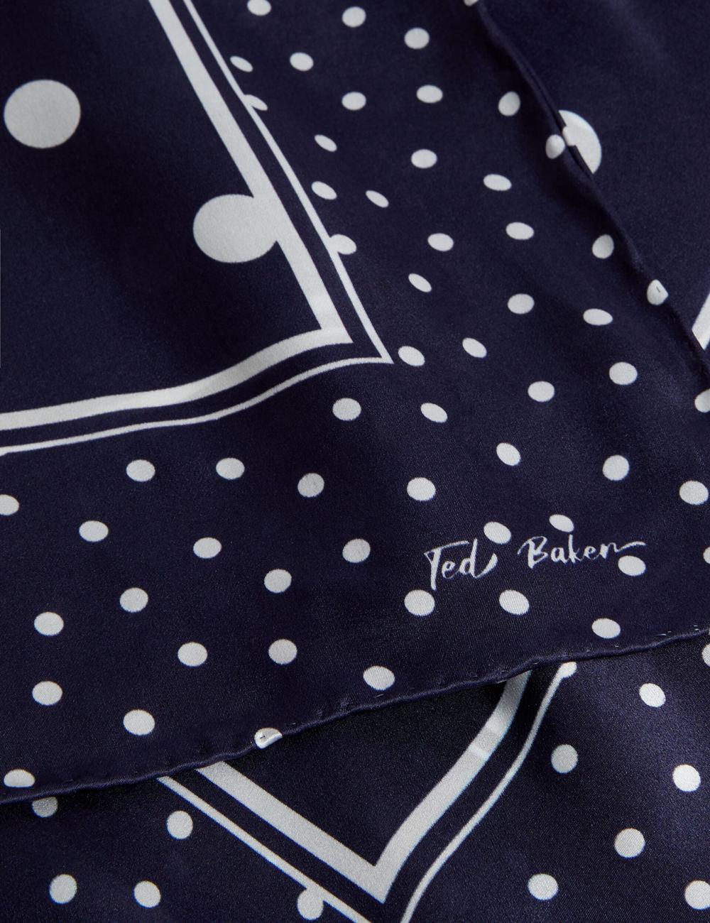 Ted Baker GILLS - Polka Dot Print Long Satin Silk スカーフ レディース ネイビー | Japan  GLSE-49763