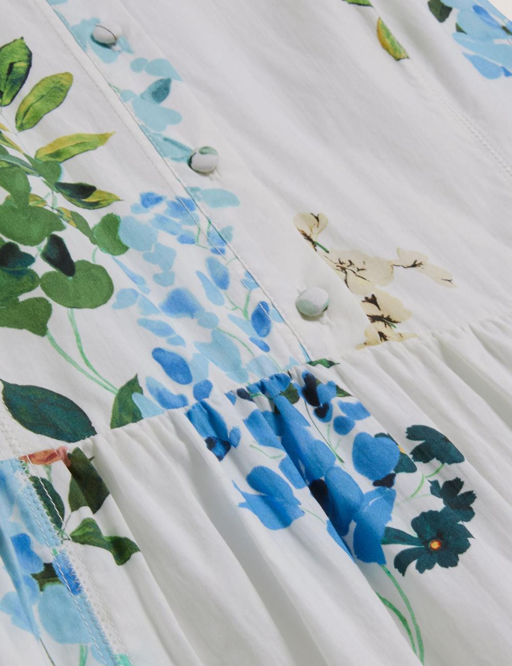Ted Baker GIOLIA - Sleeveless Floral Cotton A-Line ミディドレス レディース 白 | Japan  XAHN-49187