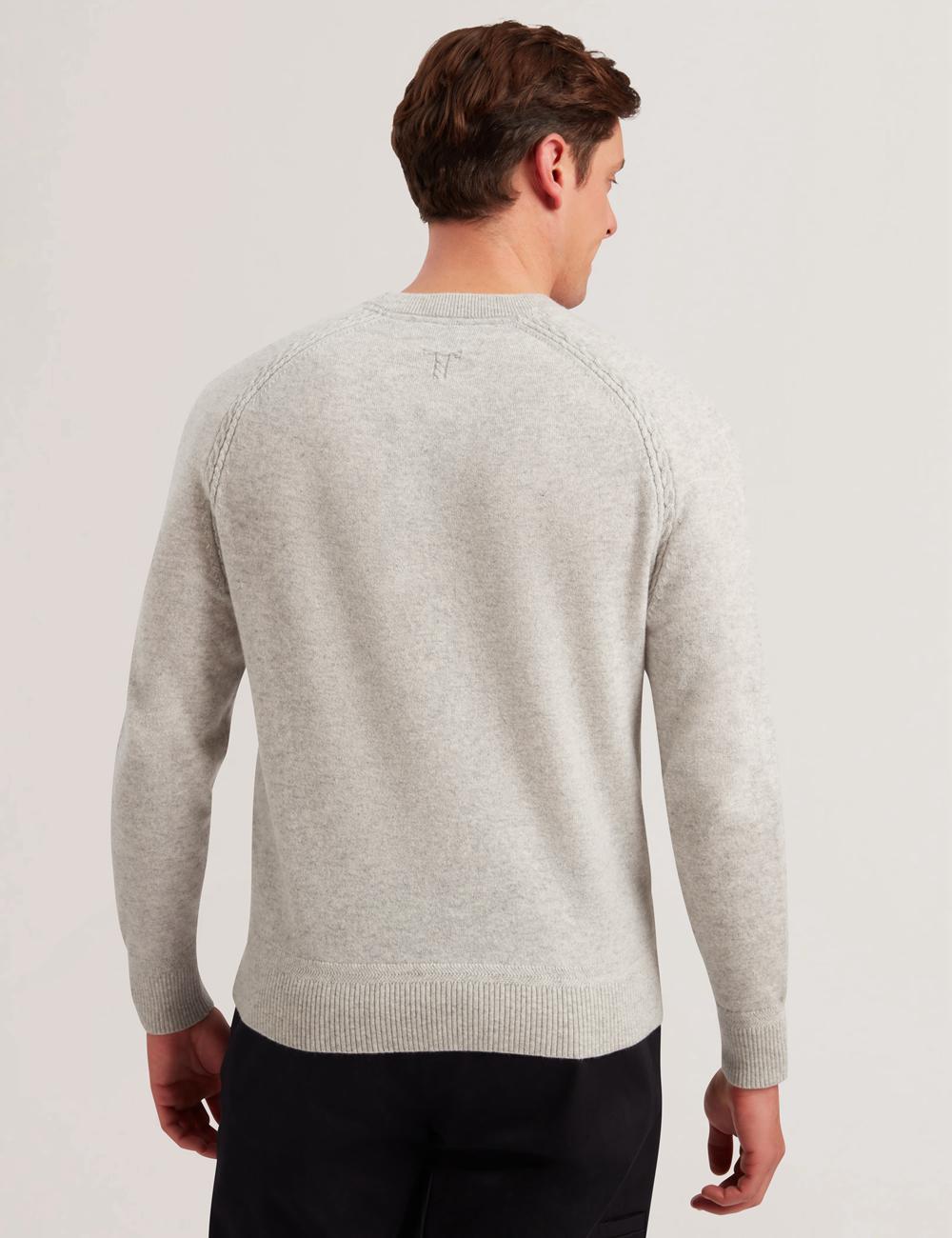 Ted Baker GLANT - Cashmere Cable Detail Crew Neck ジャンパー メンズ グレー | Japan  NOYU-64218