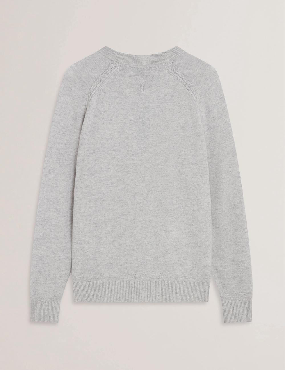 Ted Baker GLANT - Cashmere Cable Detail Crew Neck ジャンパー メンズ グレー | Japan  NOYU-64218