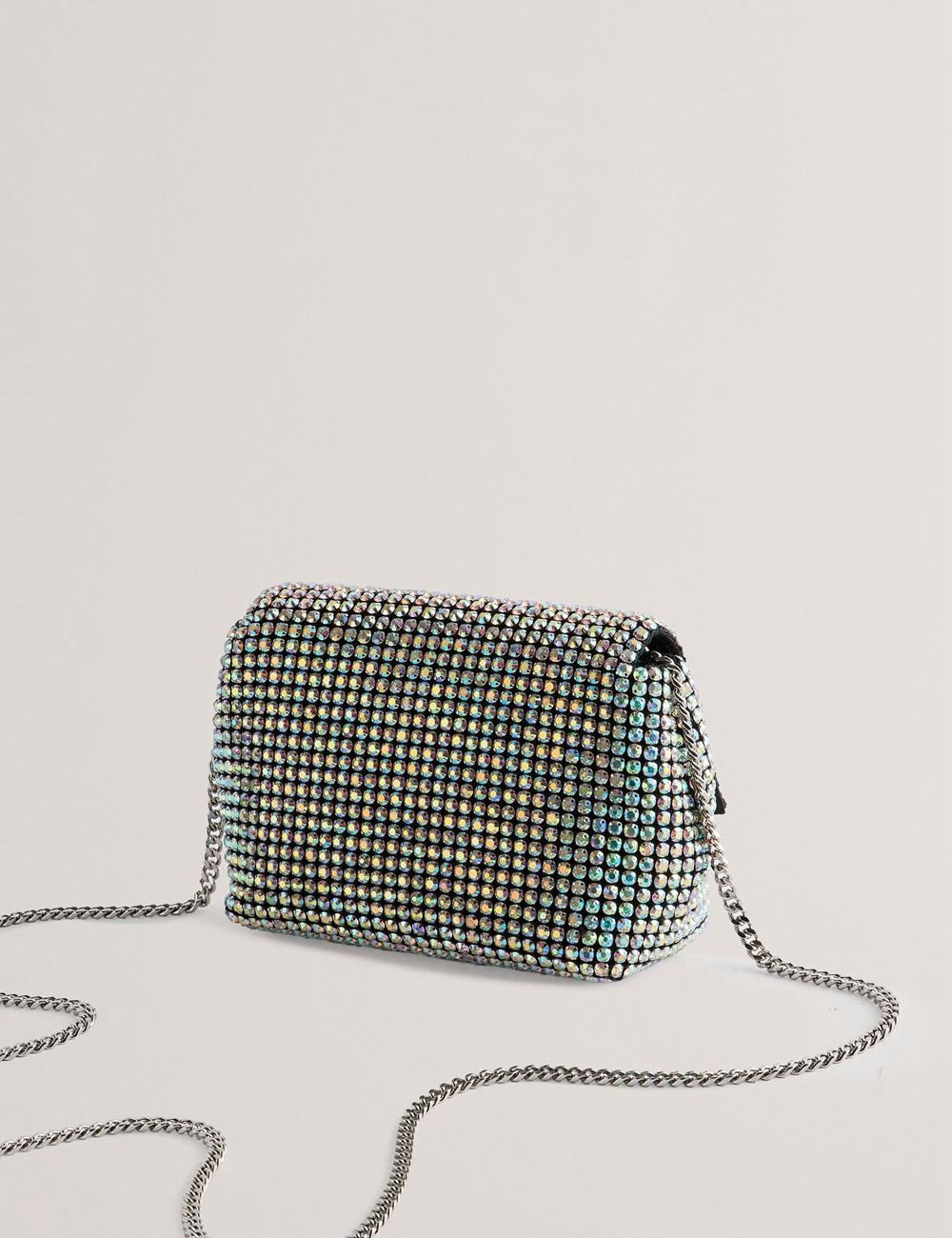 Ted Baker GLITERS - Crystal Embellished Mini クロスボディバッグ レディース シルバー | Japan  LJBU-41298