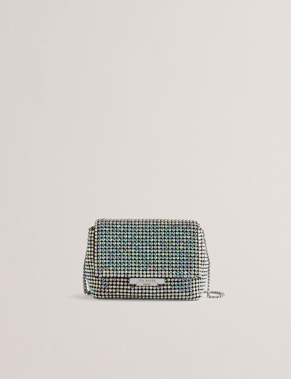 Ted Baker GLITERS - Crystal Embellished Mini クロスボディバッグ レディース シルバー | Japan  LJBU-41298