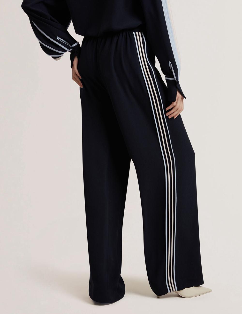 Ted Baker GORJJA - Piping Detail Wide Leg Crepe ズボン レディース ネイビー | Japan  JLCK-52197