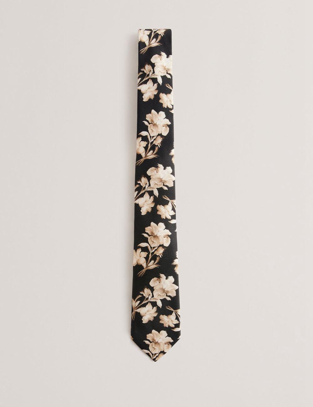Ted Baker GOULDE - Two Tone Floral Print Silk ネクタイ メンズ 黒 | Japan  TGVJ-46150