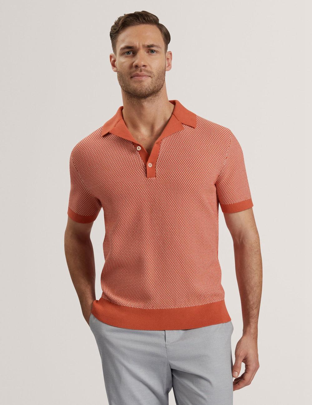 Ted Baker GREGRY - Short Sleeve Small Stitch Knitted ポロシャツ メンズ 赤 | Japan  ZXRC-72469