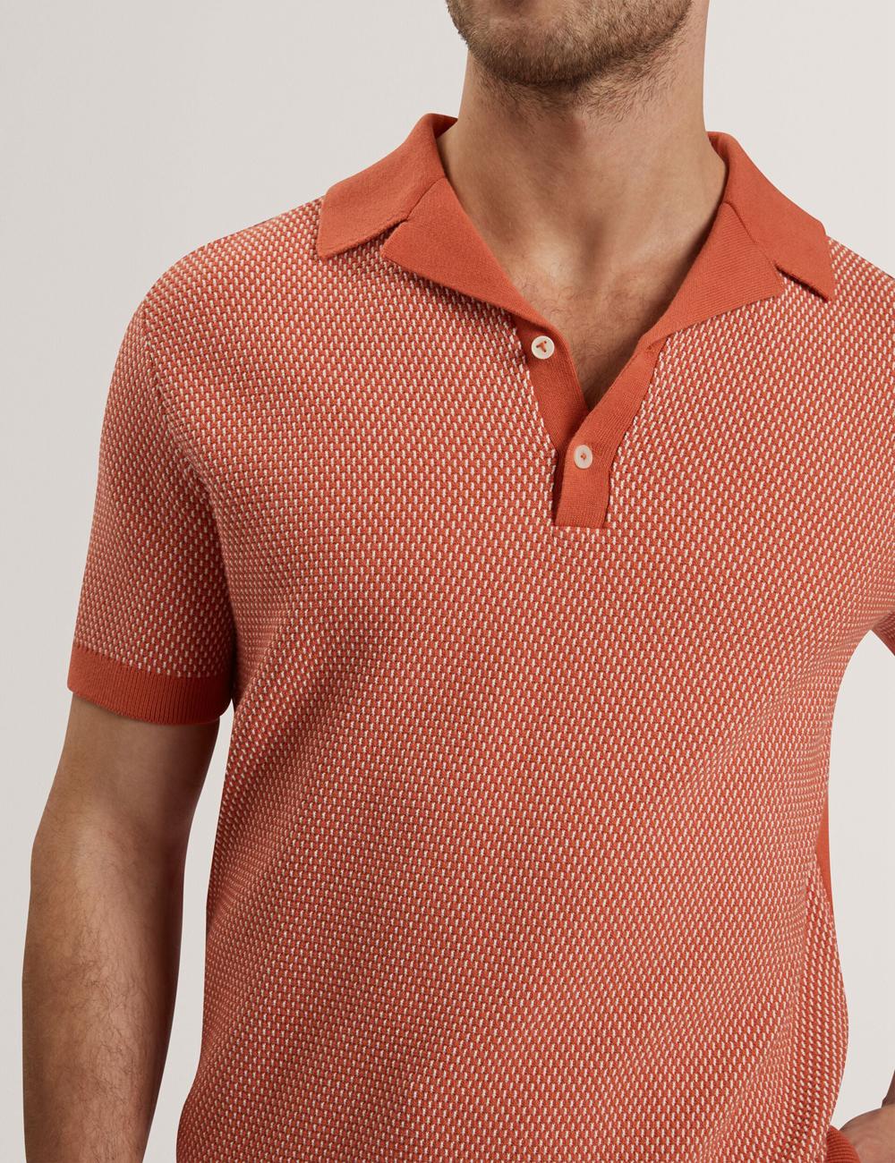 Ted Baker GREGRY - Short Sleeve Small Stitch Knitted ポロシャツ メンズ 赤 | Japan  ZXRC-72469