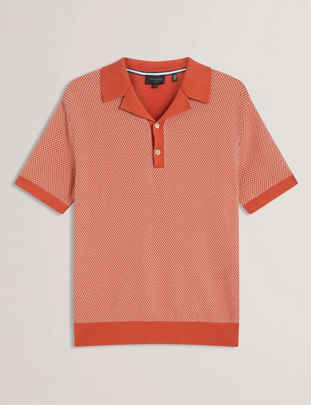 Ted Baker GREGRY - Short Sleeve Small Stitch Knitted ポロシャツ メンズ 赤 | Japan  ZXRC-72469