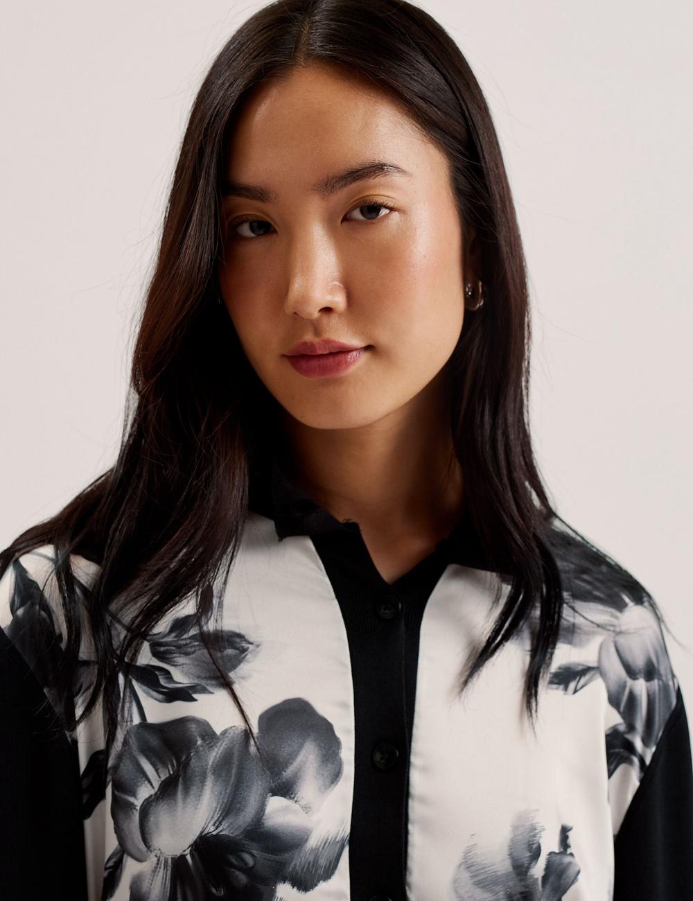 Ted Baker GWEENN - Monochrome Print Woven Front カーディガン レディース 黒 | Japan  FYTI-48061