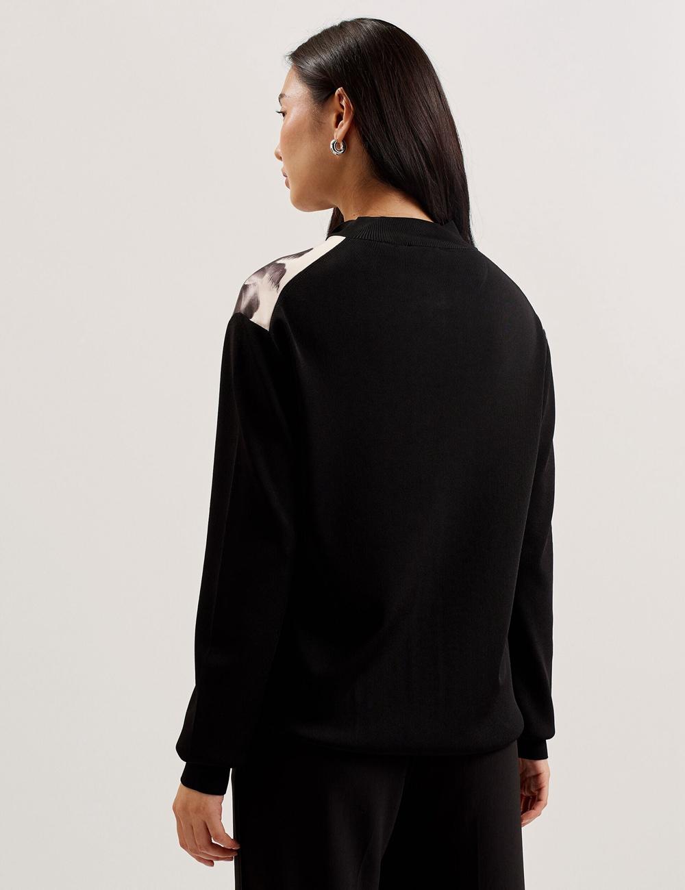 Ted Baker GWEENN - Monochrome Print Woven Front カーディガン レディース 黒 | Japan  FYTI-48061