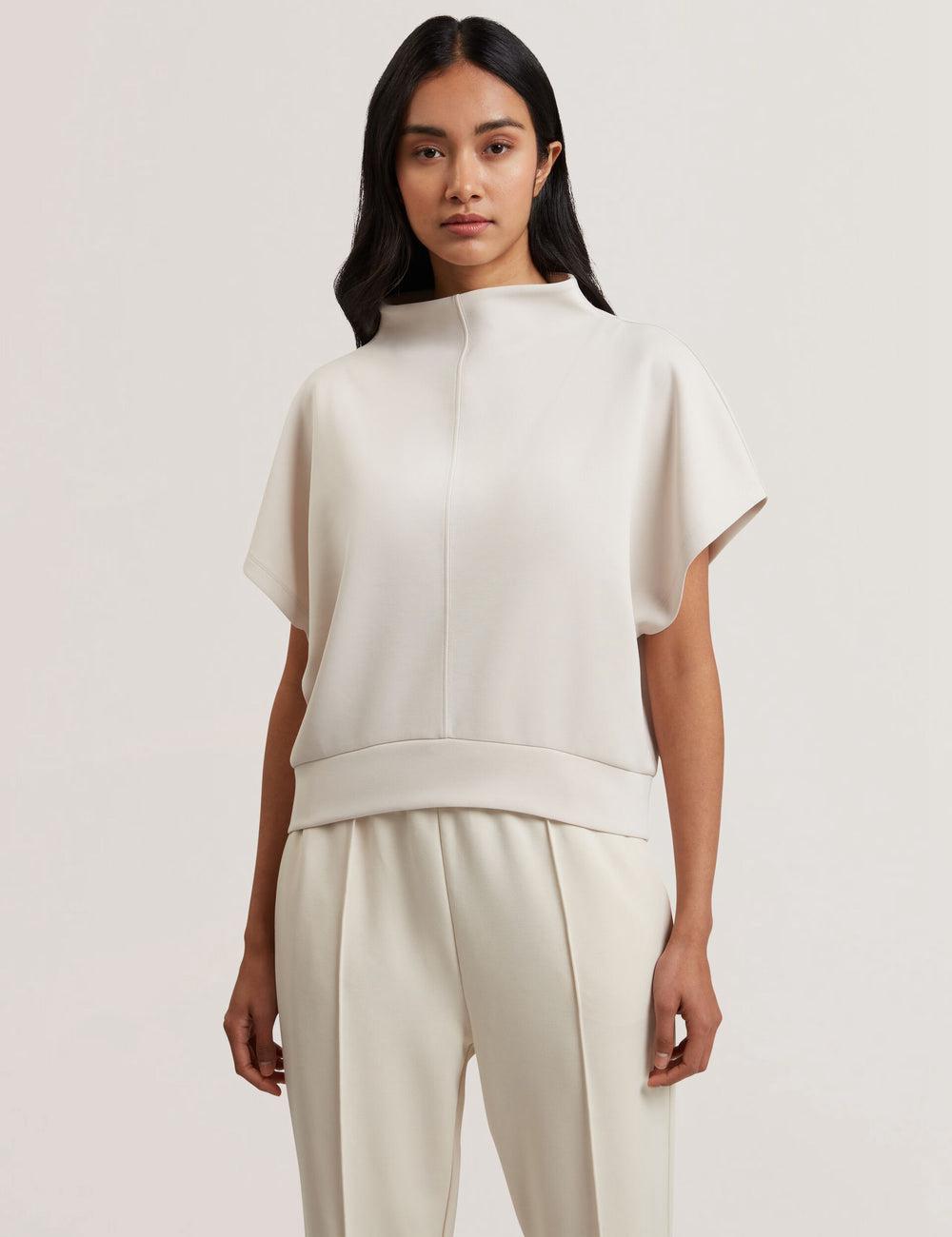 Ted Baker HALIYY - Funnel Neck Boxy Short Sleeve スウェットシャツ レディース Ivory | Japan  SBGY-30758