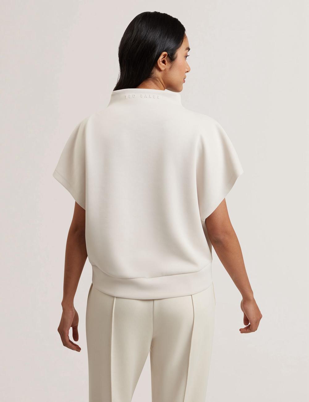 Ted Baker HALIYY - Funnel Neck Boxy Short Sleeve スウェットシャツ レディース Ivory | Japan  SBGY-30758