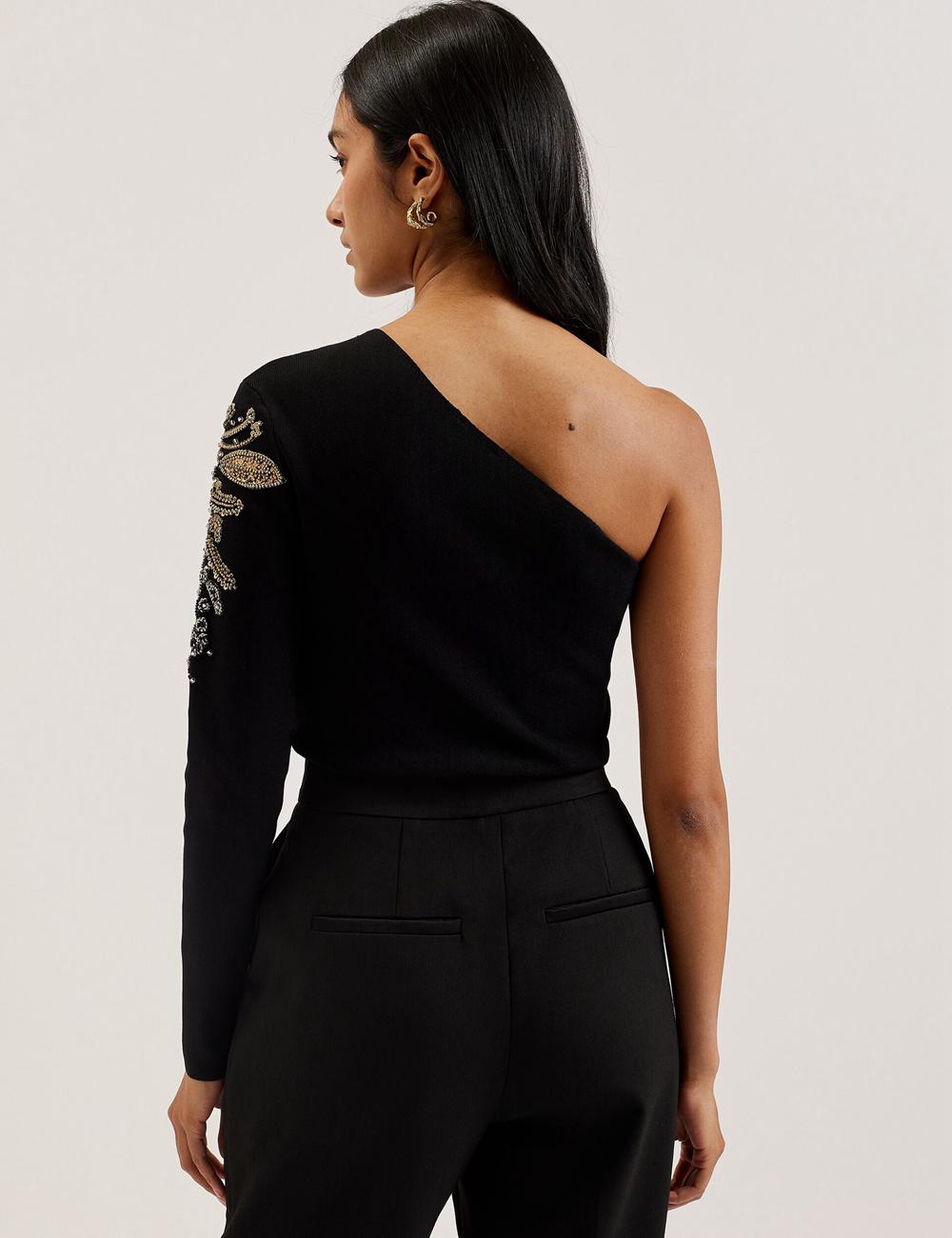 Ted Baker HEATHRR - One Shoulder Embellished Detail トップス レディース 黒 | Japan  HUGC-52307
