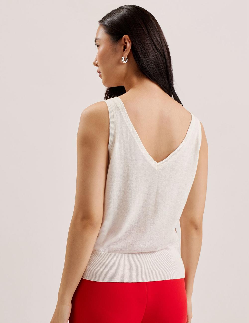 Ted Baker HEIDIII - Printed Panel V-Neck Knitted Vest トップス レディース Ivory | Japan  PMWJ-29315