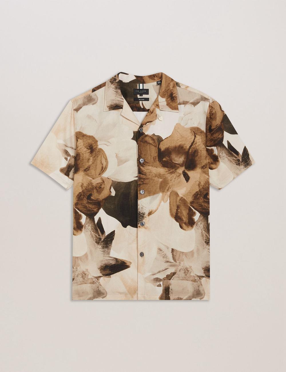 Ted Baker HENRIS - Short Sleeve Relaxed Floral Print シャツ メンズ Ecru | Japan  GJCV-48096