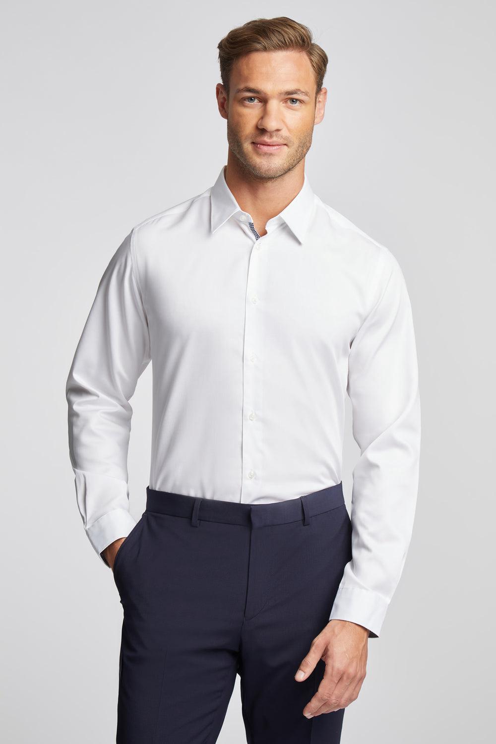 Ted Baker HOLMES - Slim Fit Plain Cotton シャツ メンズ 白 | Japan  MDRZ-05293