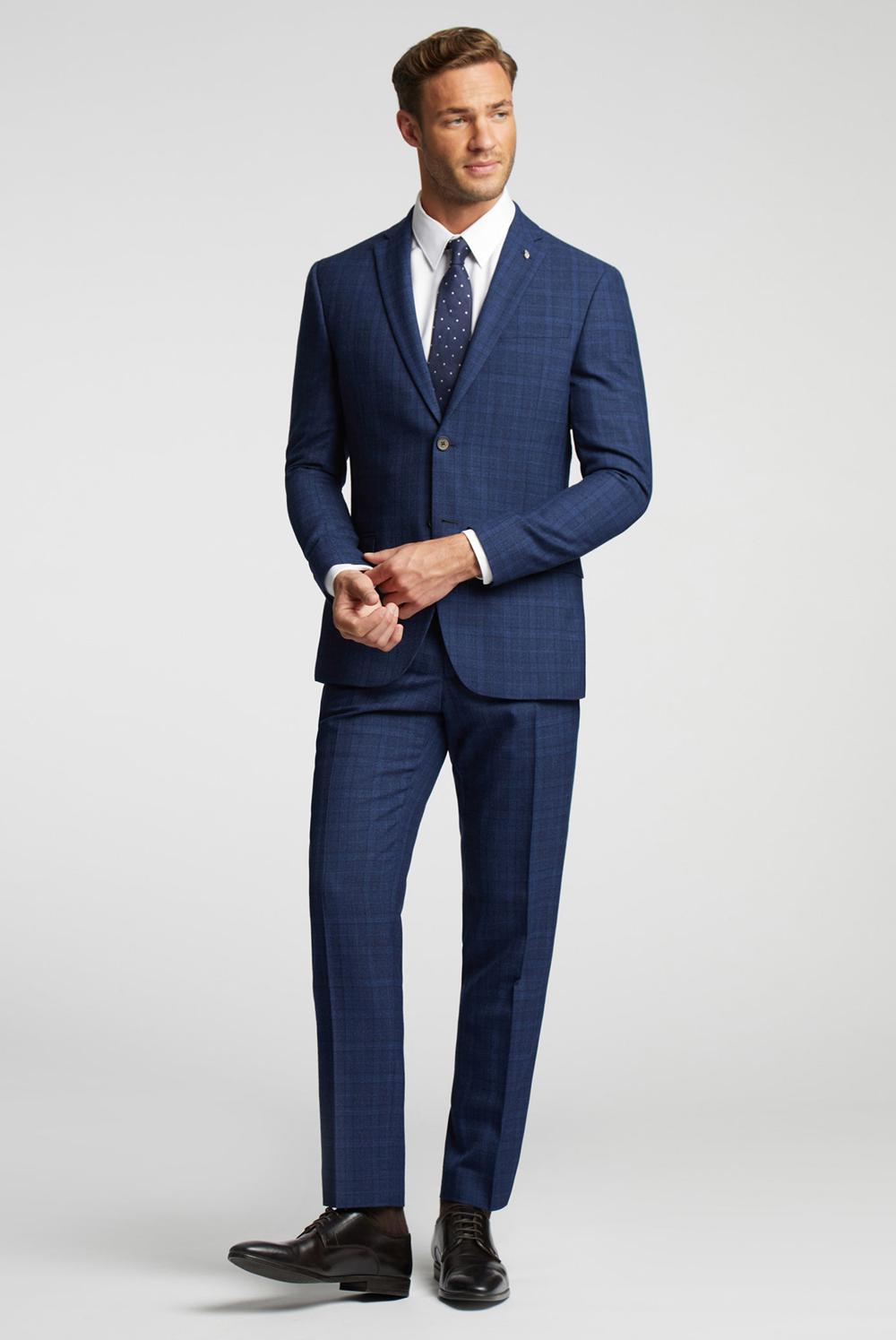 Ted Baker HOYLETS - Soft Check Slim Fit Suit ズボン メンズ ネイビー | Japan  OZJV-78249