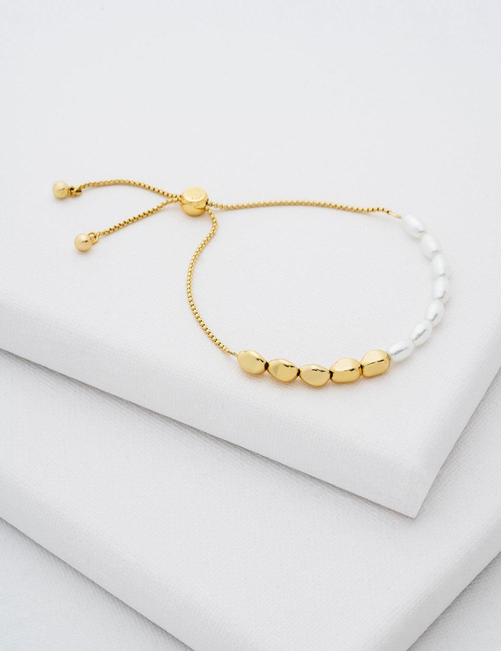Ted Baker INELA - Island Pearl Bead Adjustable ブレスレット レディース ゴールド | Japan  GIBP-48179