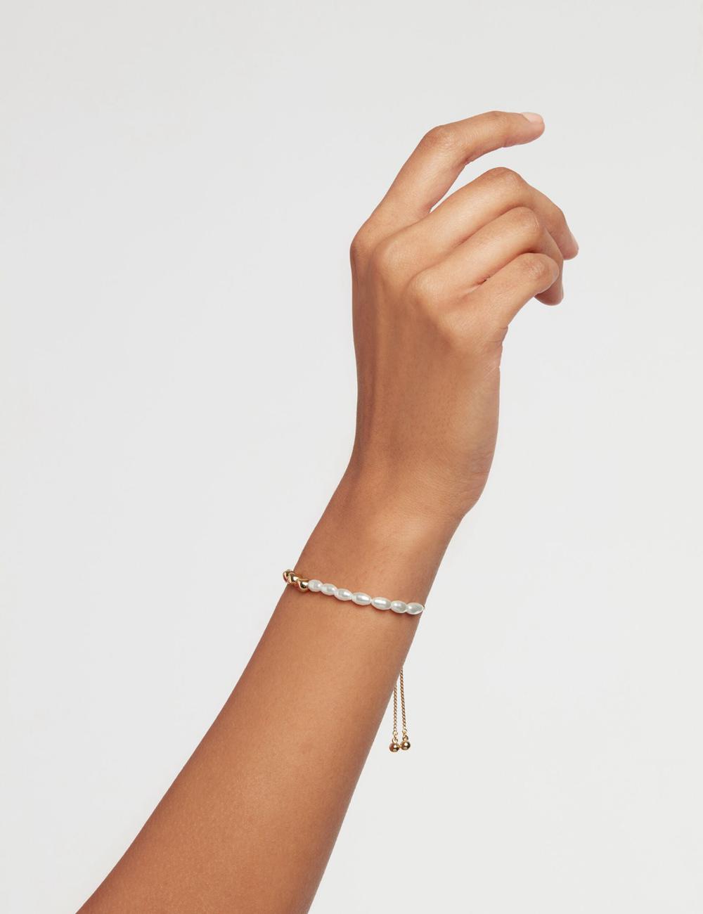 Ted Baker INELA - Island Pearl Bead Adjustable ブレスレット レディース ゴールド | Japan  GIBP-48179