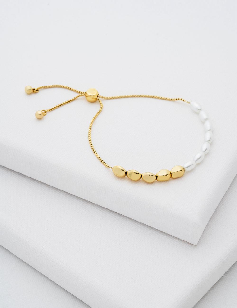 Ted Baker INELA - Island Pearl Bead Adjustable ブレスレット レディース ゴールド | Japan  GIBP-48179