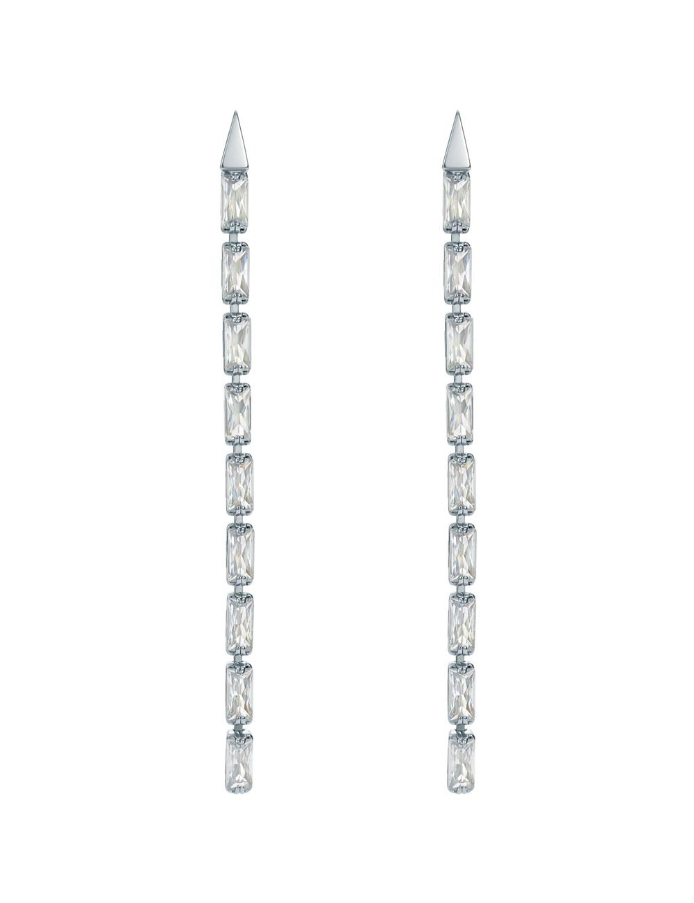 Ted Baker ISALIE - Baguette Crystal Long Drop ピアス レディース シルバー | Japan  EKSF-68307