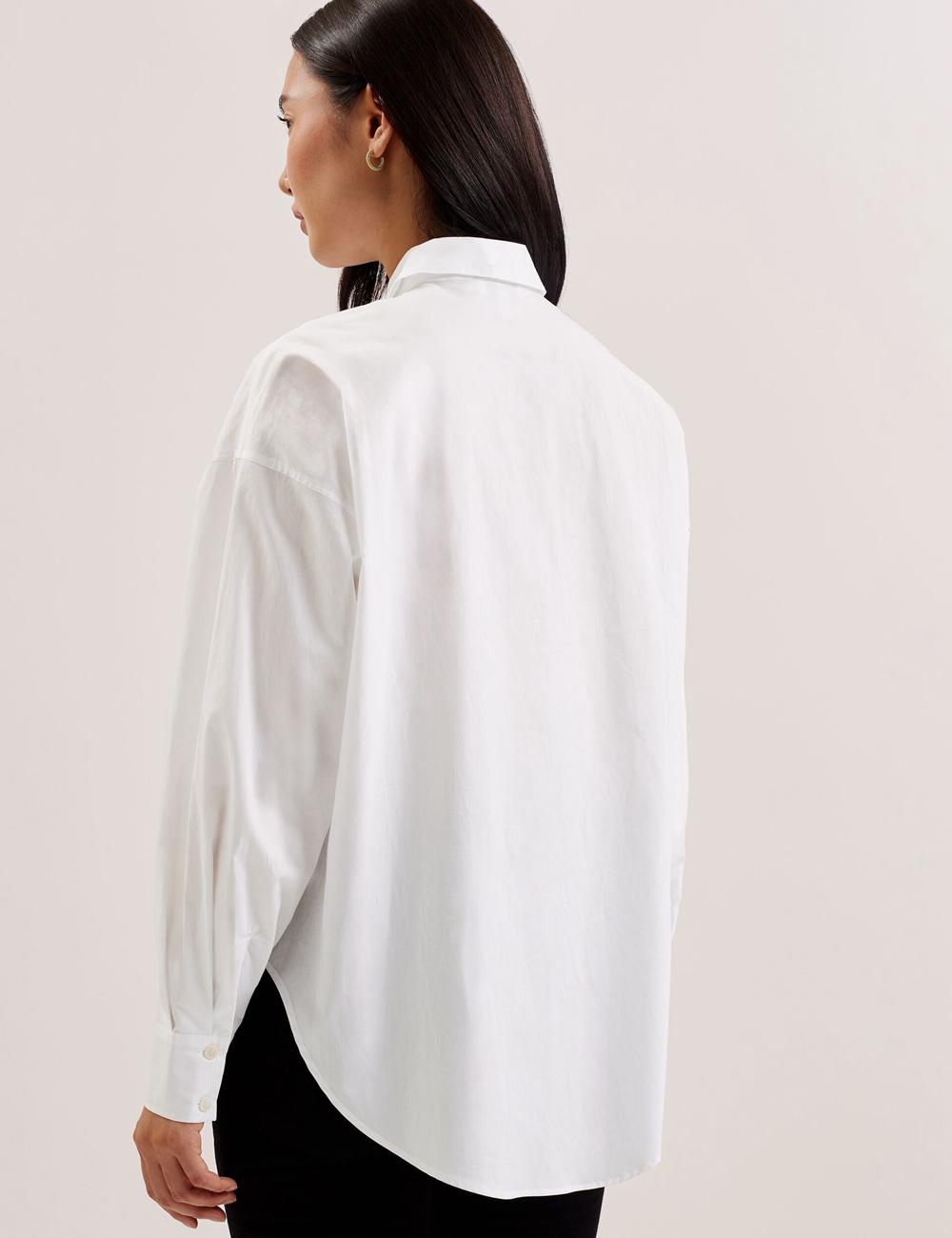 Ted Baker IZOTE - Oversized Drop Shoulder Bib Detail シャツ レディース 白 | Japan  NPLA-03692