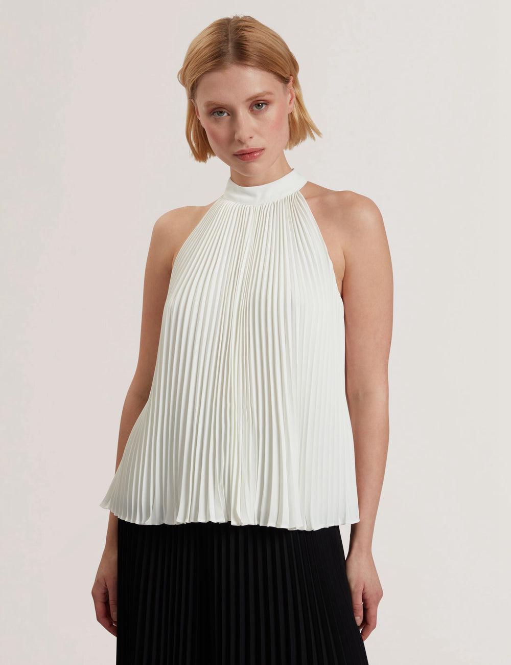 Ted Baker JAMAYA - High Halter Neck Pleated Sleeveless トップス レディース Ivory | Japan  ATQD-08475