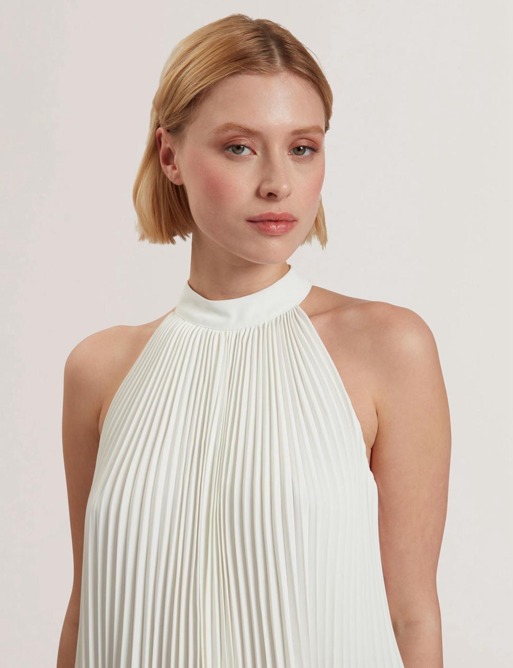 Ted Baker JAMAYA - High Halter Neck Pleated Sleeveless トップス レディース Ivory | Japan  ATQD-08475