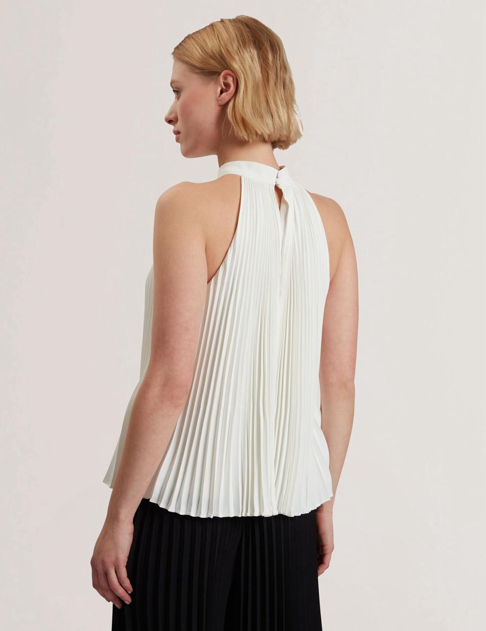 Ted Baker JAMAYA - High Halter Neck Pleated Sleeveless トップス レディース Ivory | Japan  ATQD-08475