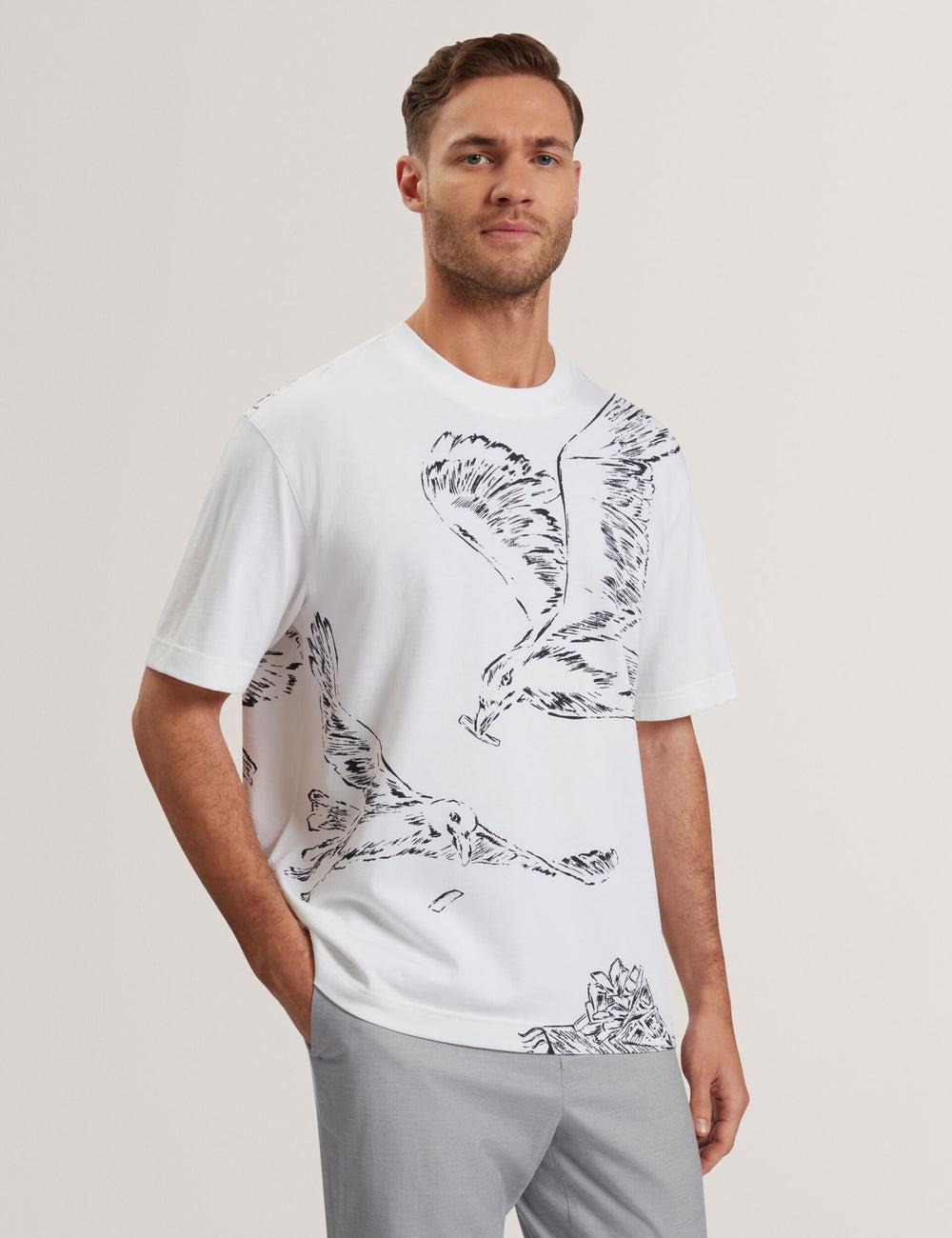 Ted Baker JAMESIO - Short Sleeve Graphic Seagull Tシャツ メンズ 白 | Japan  TDJV-12836