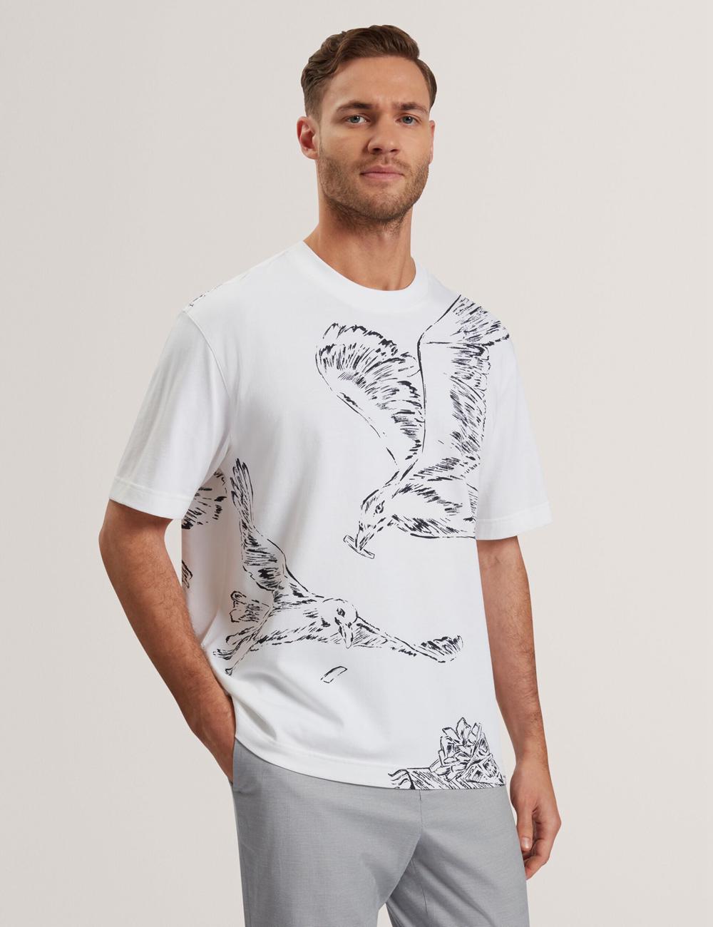 Ted Baker JAMESIO - Short Sleeve Graphic Seagull Tシャツ メンズ 白 | Japan  TDJV-12836