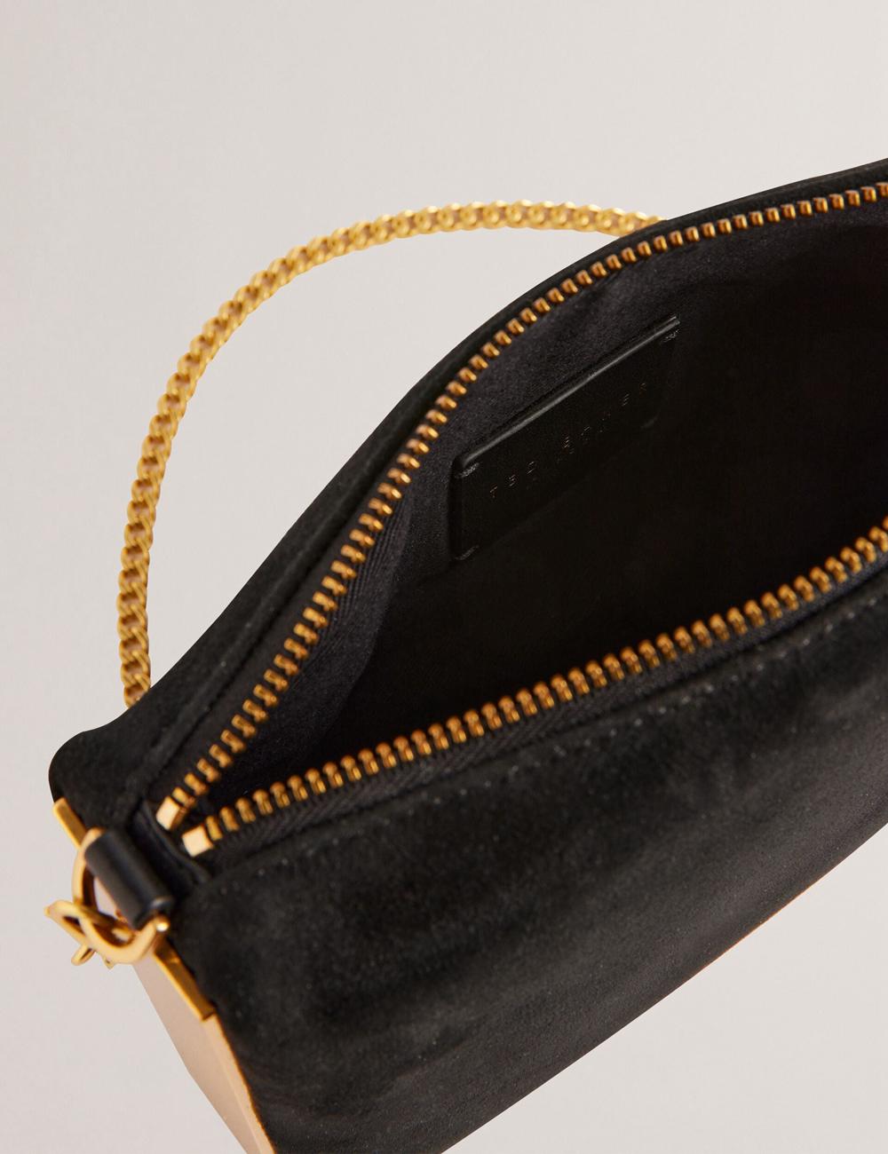 Ted Baker JEINER - Suede Clutch With Hardware Sides クラッチバッグ レディース 黒 | Japan  VSDM-91206