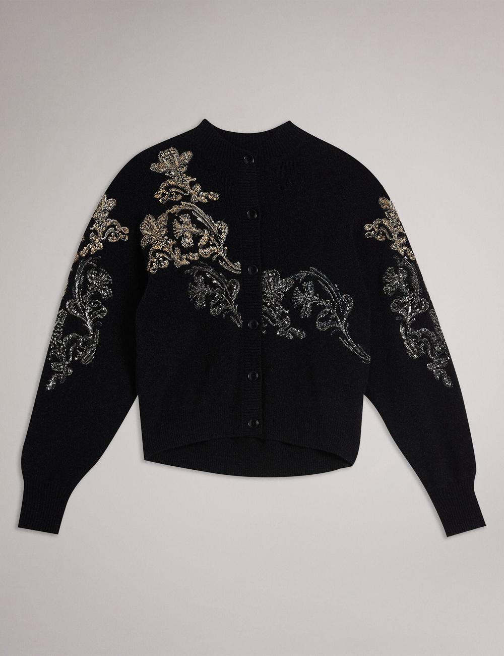 Ted Baker JENIIYY - Sequin Embellished Wool Bomber カーディガン レディース グレー | Japan  BPFI-51607