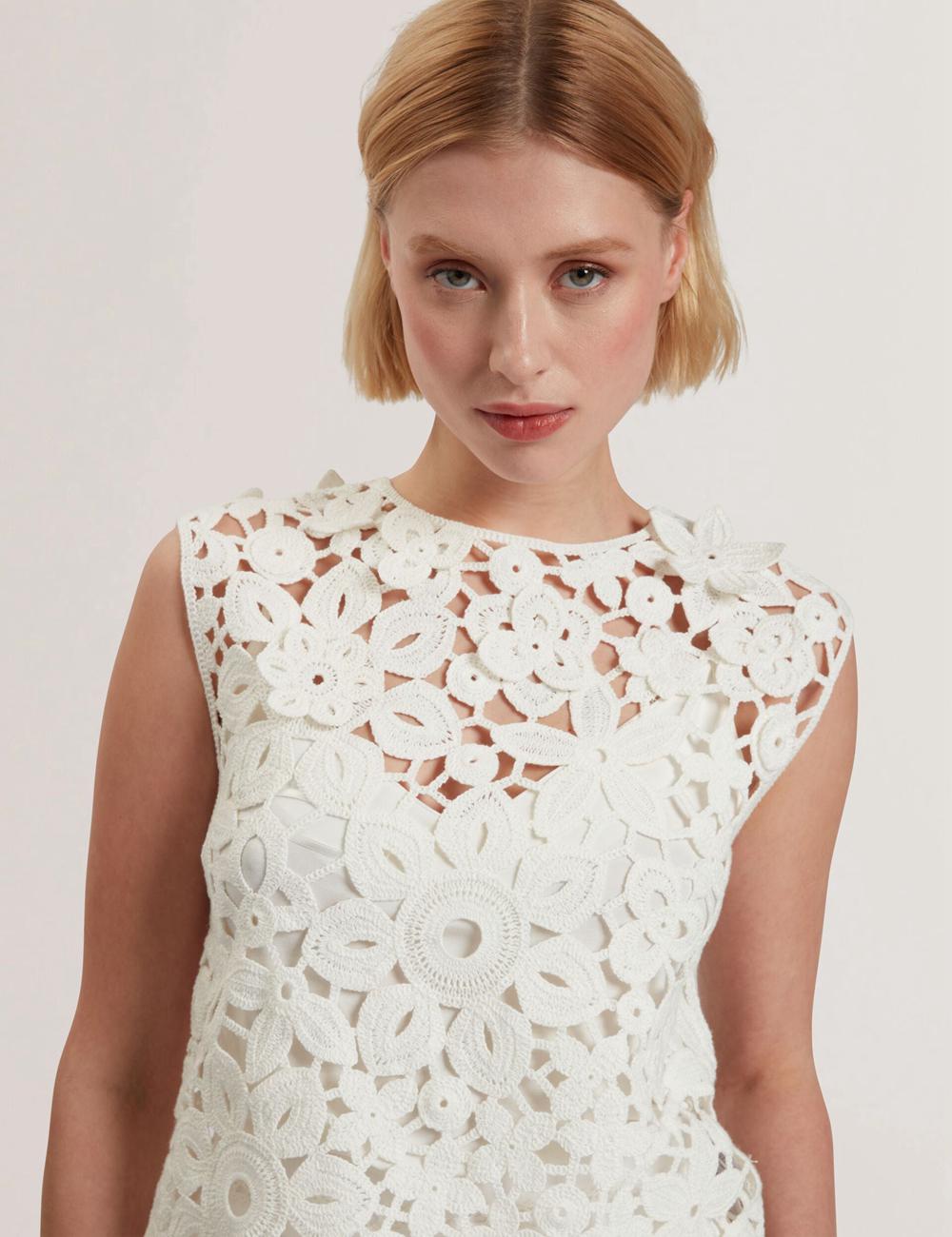 Ted Baker JOYYRA - Floral Crochet Knit Sleeveless トップス レディース 白 | Japan  VEWU-57094