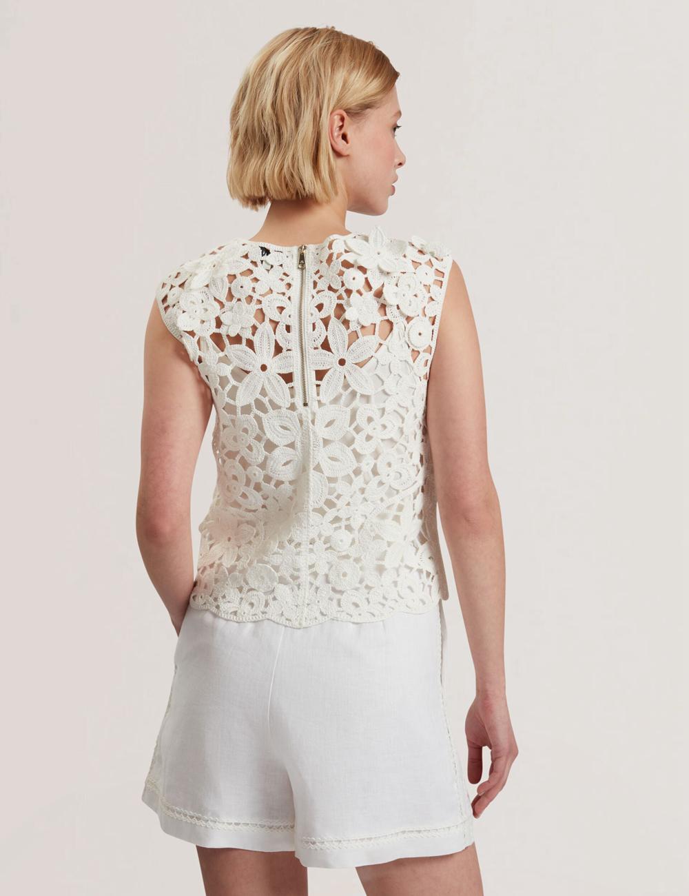 Ted Baker JOYYRA - Floral Crochet Knit Sleeveless トップス レディース 白 | Japan  VEWU-57094